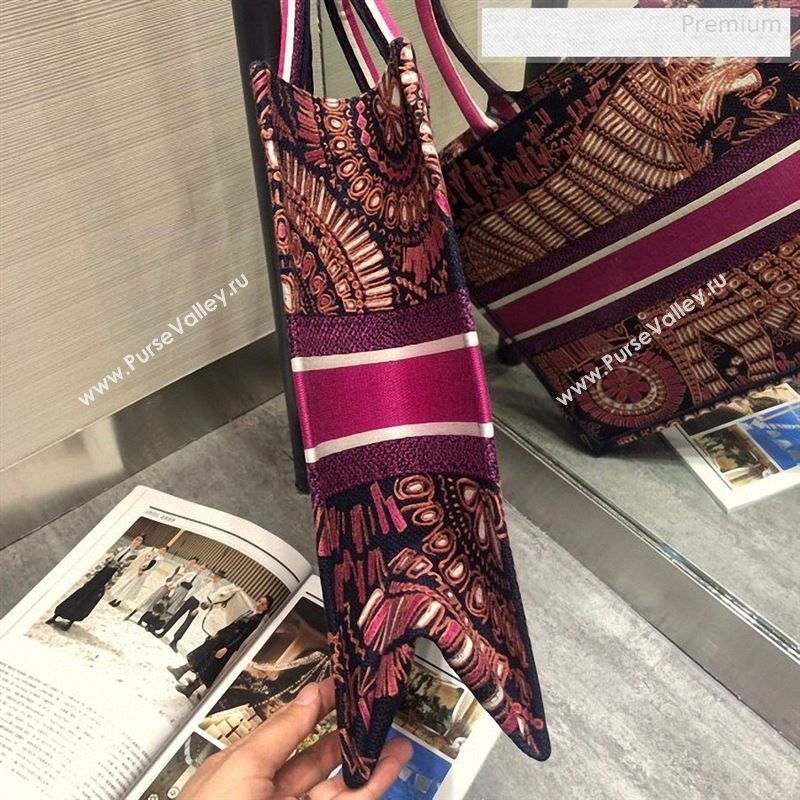 Dior Fuchsia Dior Book Tote in Lion Animal Embroidered Canvas Bag 2020 (XXG-9123015)