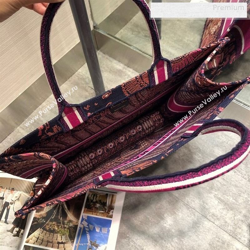 Dior Fuchsia Dior Book Tote in Lion Animal Embroidered Canvas Bag 2020 (XXG-9123015)
