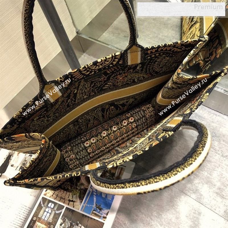 Dior Yellow Dior Book Tote in Giraffe Animal Embroidered Canvas Bag 2020 (XXG-9123018)