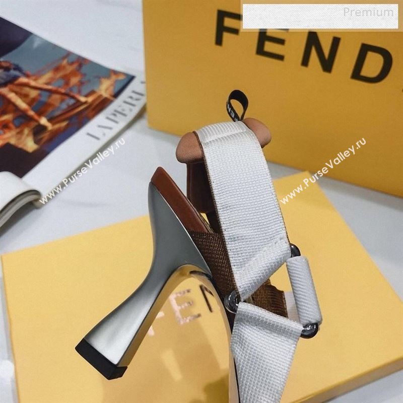 Fendi Colibrì Crystal Mesh High-Heel Slingback Pumps White/Beige 2020 (DLY-9122620)