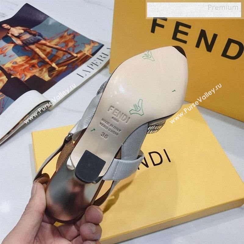 Fendi Colibrì Crystal Mesh High-Heel Slingback Pumps White/Beige 2020 (DLY-9122620)