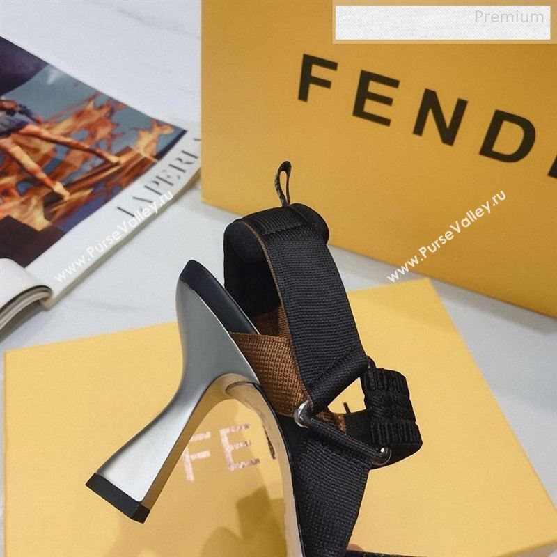Fendi Colibrì Crystal Mesh High-Heel Slingback Pumps Black/Silver 2020 (DLY-9122622)