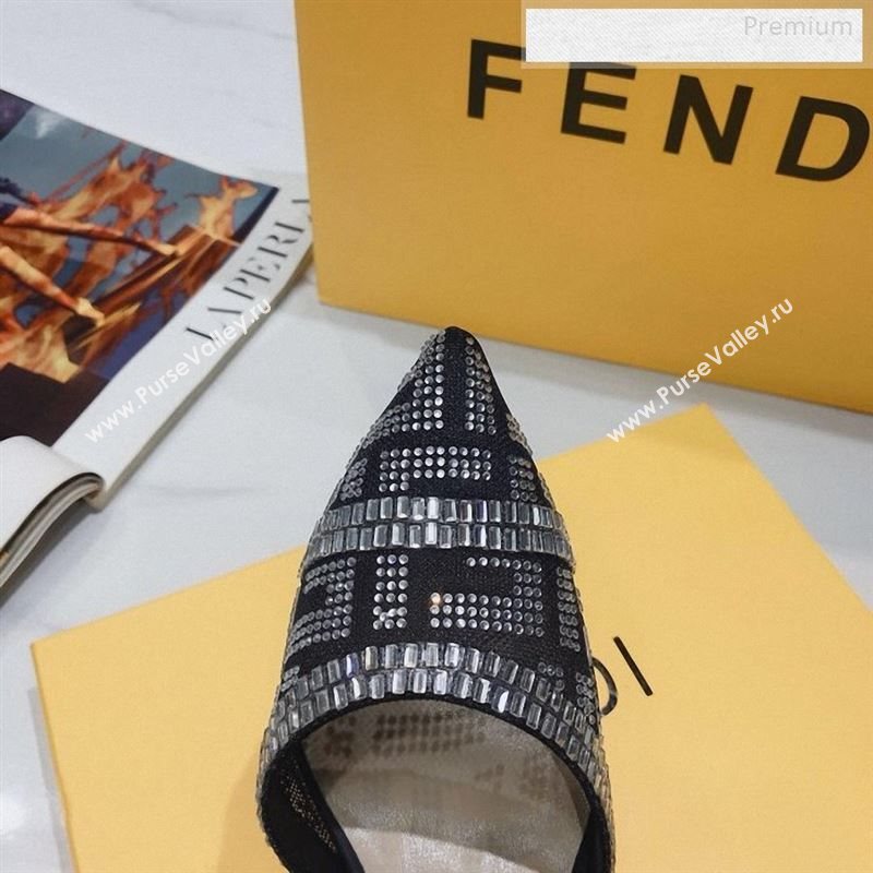 Fendi Colibrì Crystal Mesh High-Heel Slingback Pumps Black/Silver 2020 (DLY-9122622)