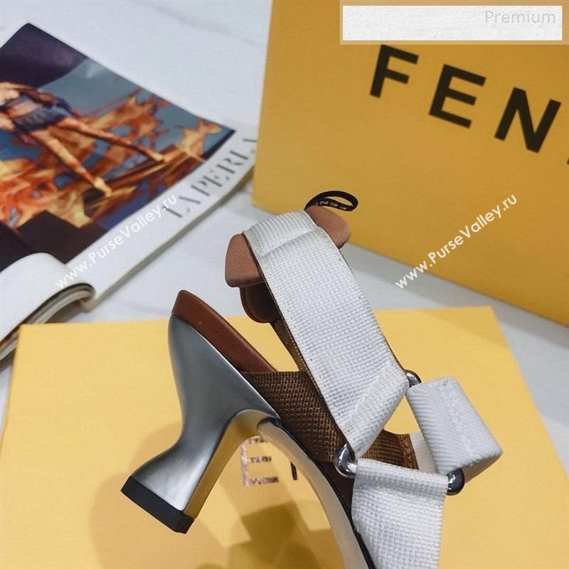 Fendi Colibrì Crystal Mesh Mid-Heel Slingback Pumps White/Beige 2020 (DLY-9122616)