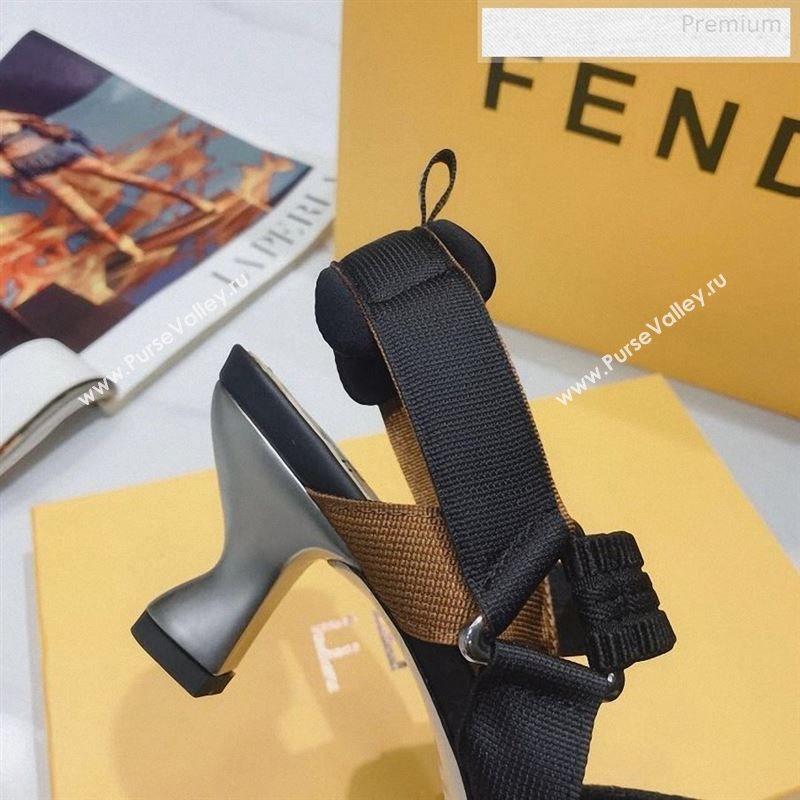 Fendi Colibrì Crystal Mesh Mid-Heel Slingback Pumps Black/Silver 2020 (DLY-9122618)
