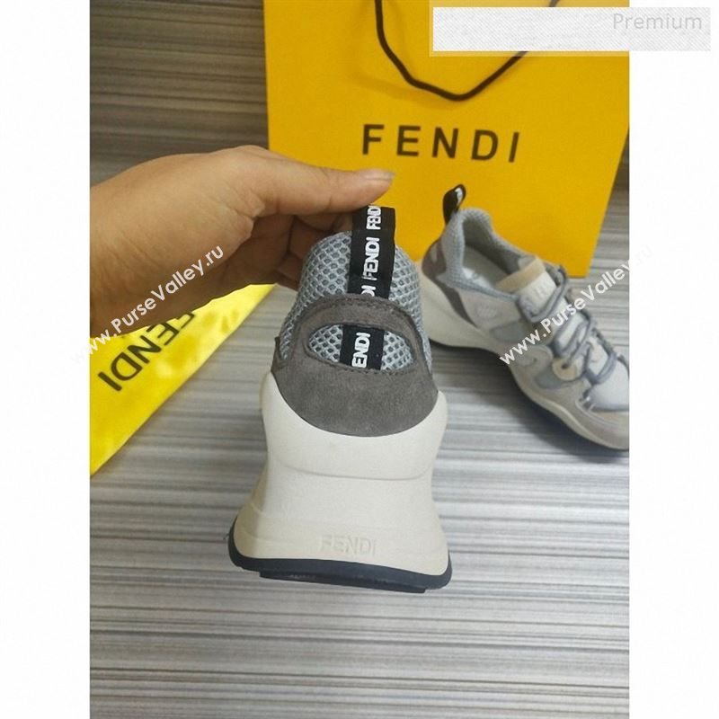 Fendi FFluid Suede Multilayer Waved Sneakers White/Grey 2020 (DLY-9122610)
