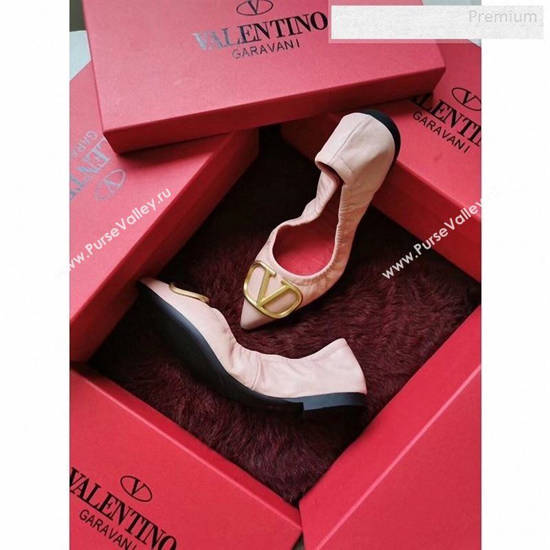 Valentino VLogo Leather Flat Ballerinas Pink 2020 (MD-9122629)