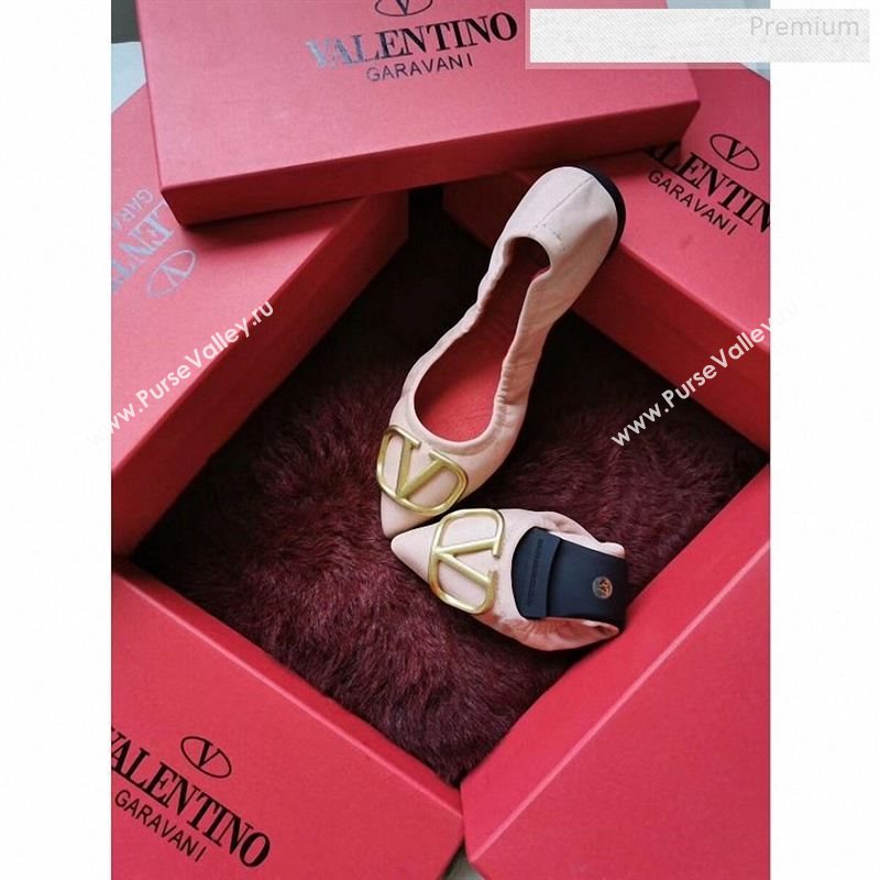Valentino VLogo Leather Flat Ballerinas Pink 2020 (MD-9122629)
