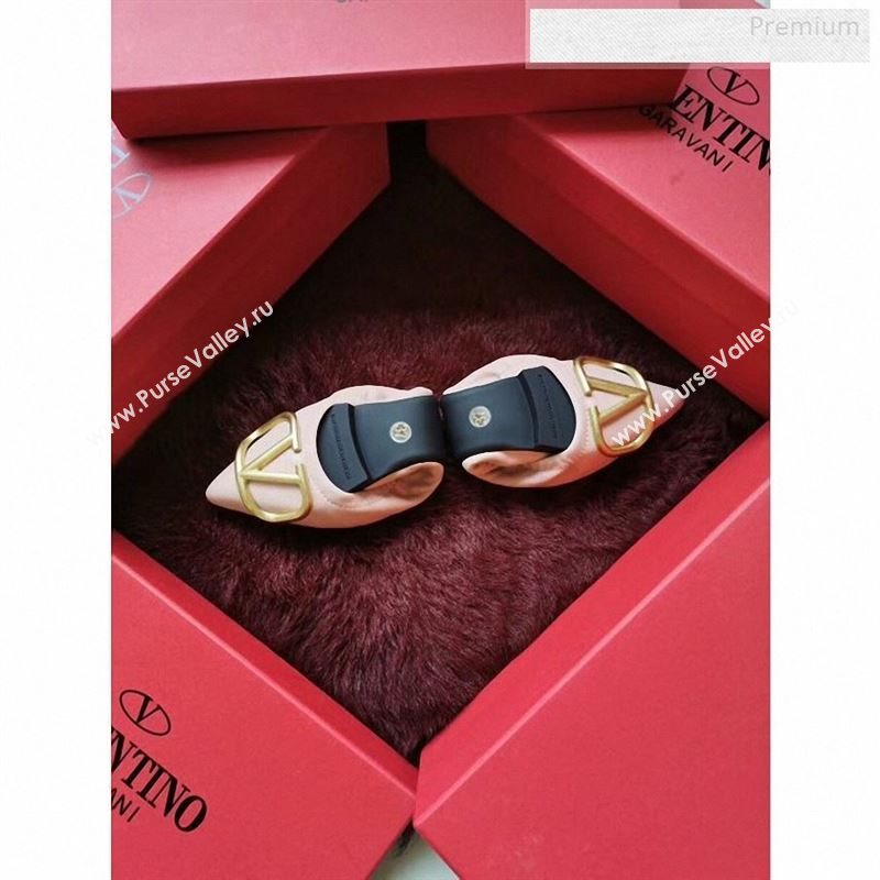 Valentino VLogo Leather Flat Ballerinas Pink 2020 (MD-9122629)