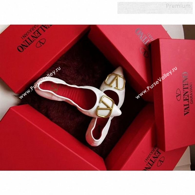 Valentino VLogo Leather Flat Ballerinas White 2020 (MD-9122631)
