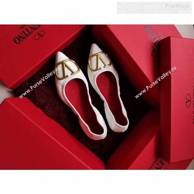 Valentino VLogo Leather Flat Ballerinas White 2020 (MD-9122631)