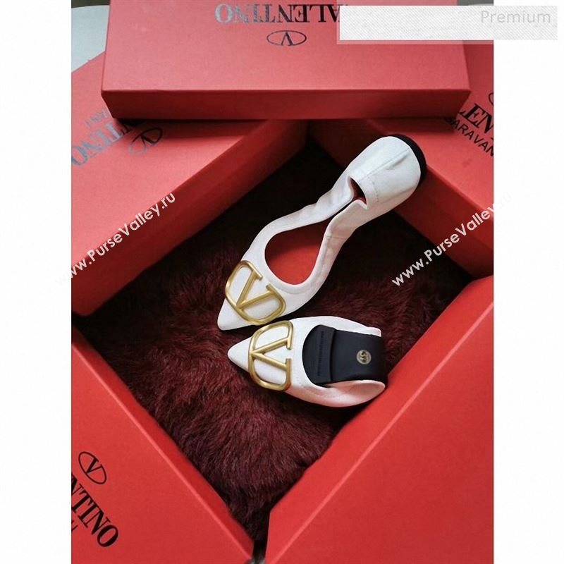 Valentino VLogo Leather Flat Ballerinas White 2020 (MD-9122631)