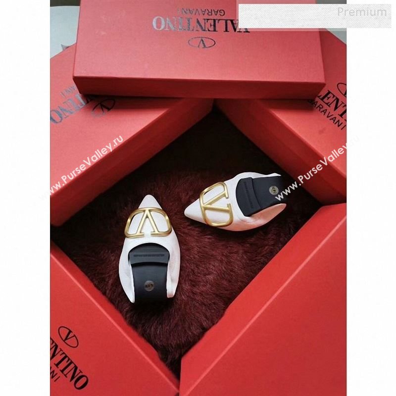 Valentino VLogo Leather Flat Ballerinas White 2020 (MD-9122631)