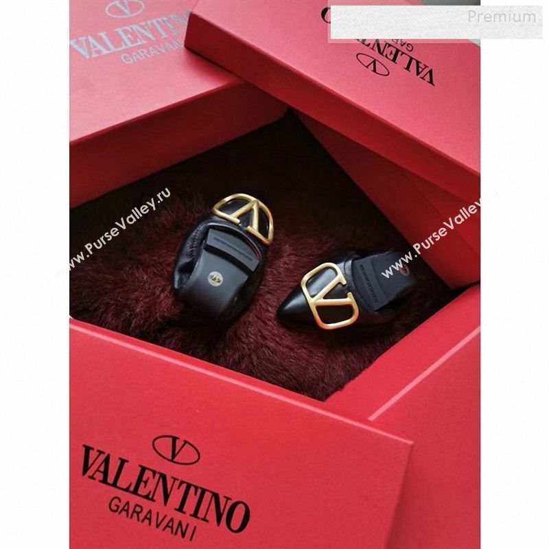 Valentino VLogo Leather Flat Ballerinas Black 2020 (MD-9122632)
