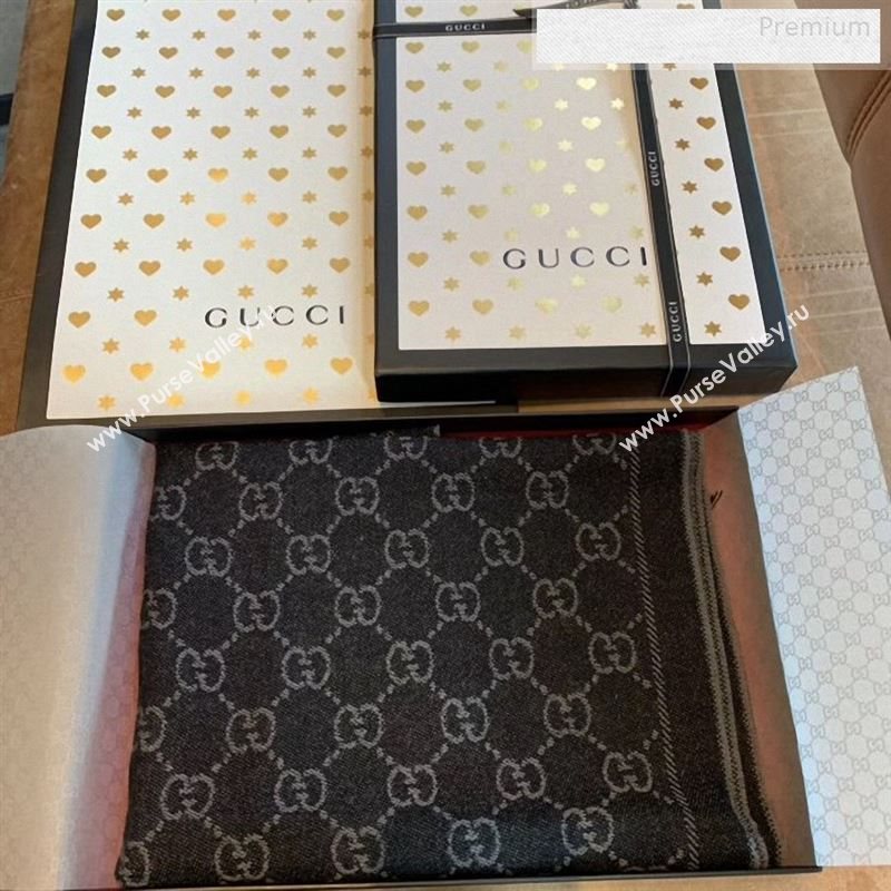 Gucci Wool GG Scarf 45x180cm Black 2019 (WNS-9122633)