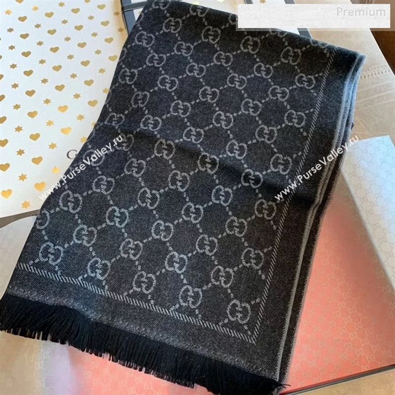 Gucci Wool GG Scarf 45x180cm Black 2019 (WNS-9122633)