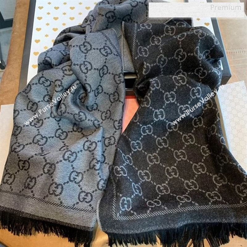 Gucci Wool GG Scarf 45x180cm Black 2019 (WNS-9122633)