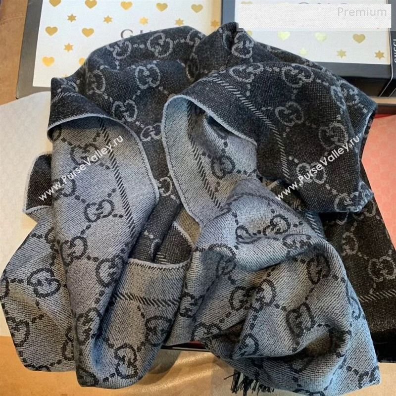 Gucci Wool GG Scarf 45x180cm Black 2019 (WNS-9122633)