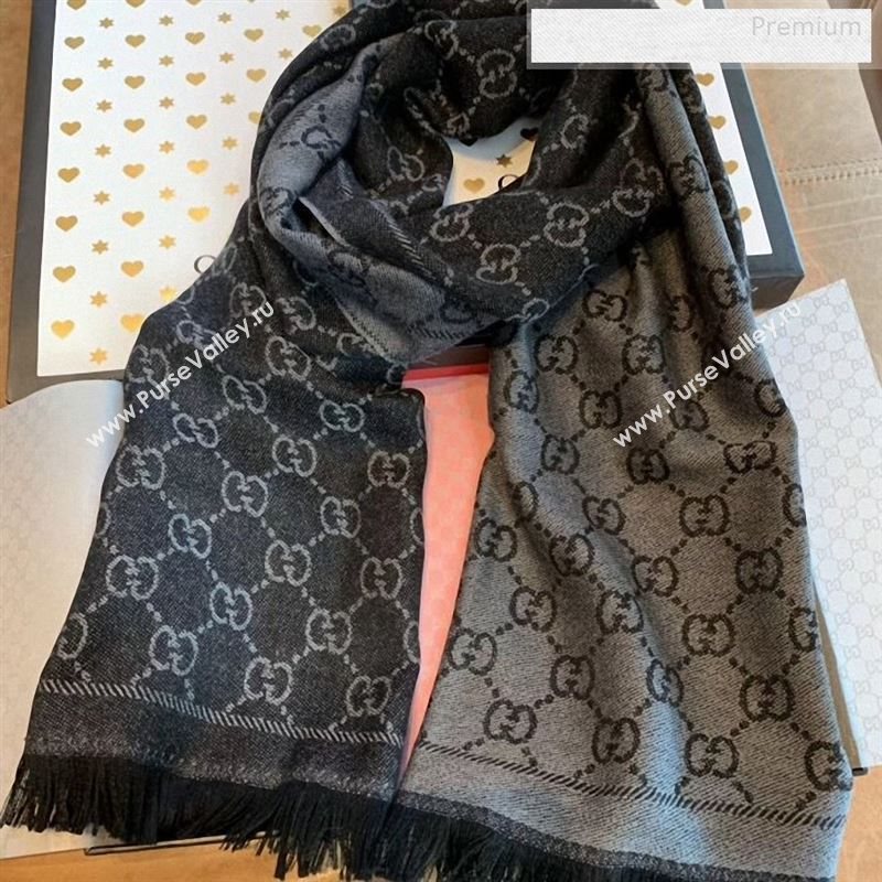 Gucci Wool GG Scarf 45x180cm Black 2019 (WNS-9122633)