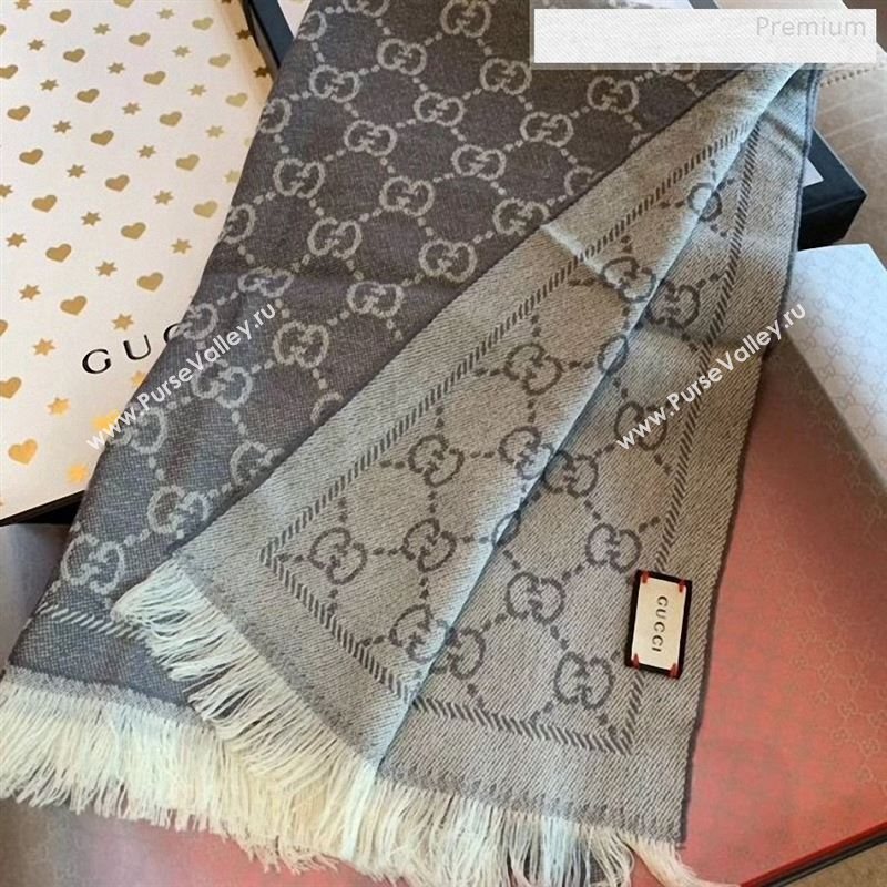 Gucci Wool GG Scarf 45x180cm Light Grey 2019 (WNS-9122634)