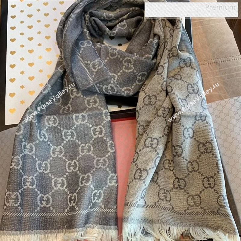 Gucci Wool GG Scarf 45x180cm Light Grey 2019 (WNS-9122634)