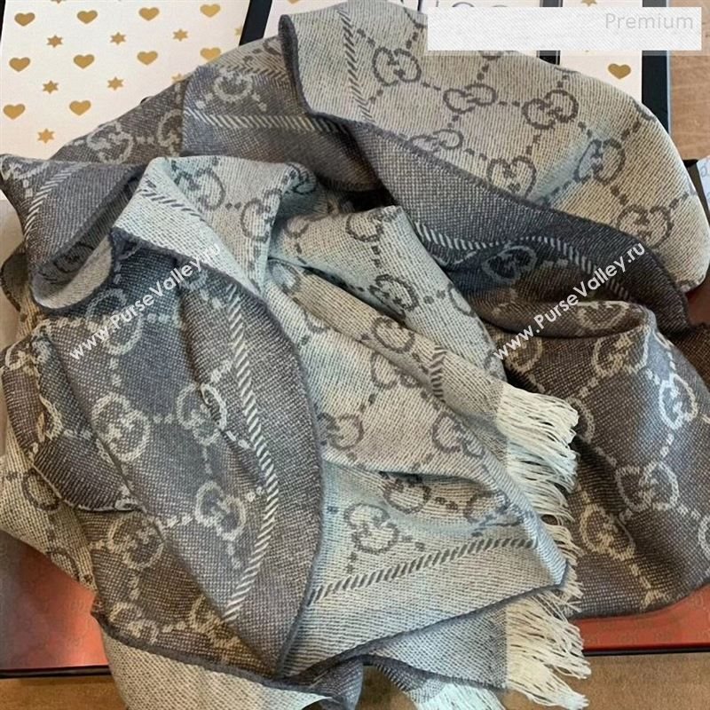 Gucci Wool GG Scarf 45x180cm Light Grey 2019 (WNS-9122634)