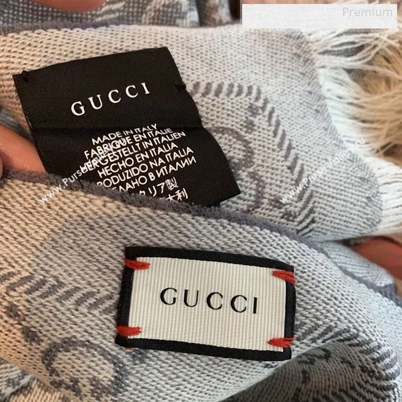 Gucci Wool GG Scarf 45x180cm Light Grey 2019 (WNS-9122634)