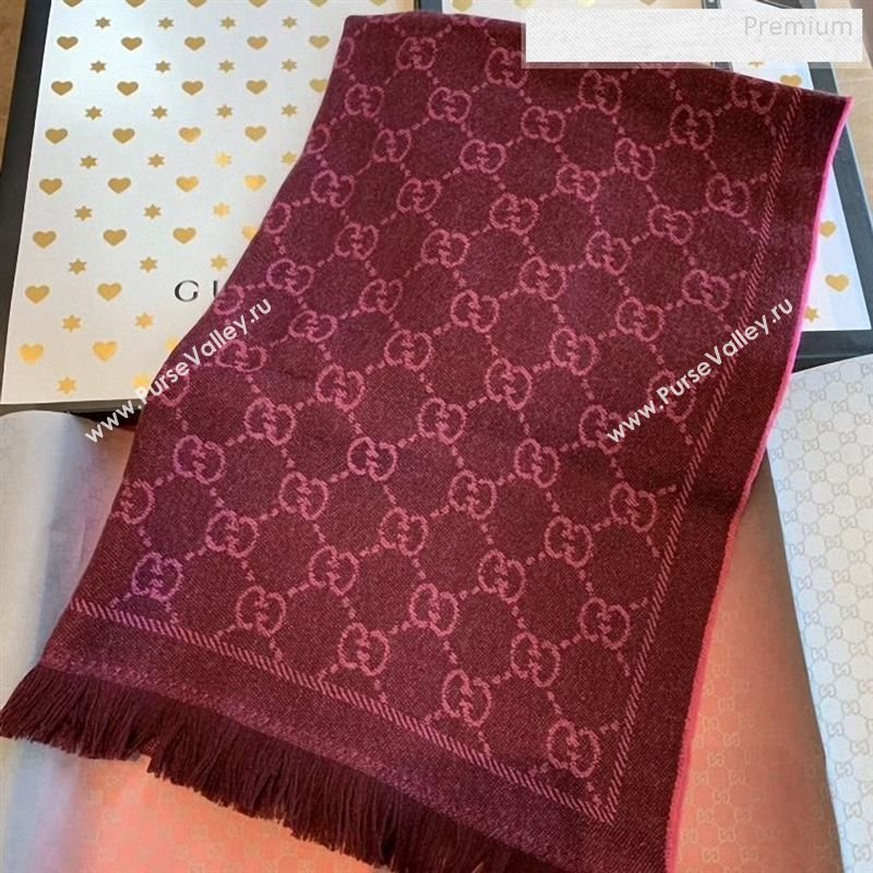 Gucci Wool GG Scarf 45x180cm Burgundy 2019 (WNS-9122636)