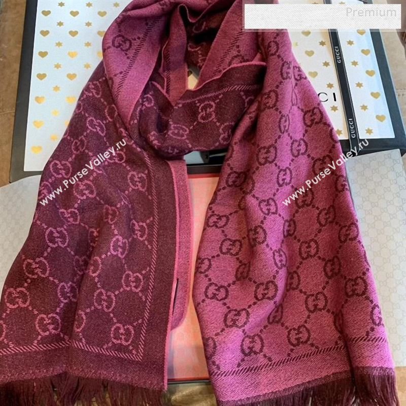 Gucci Wool GG Scarf 45x180cm Burgundy 2019 (WNS-9122636)