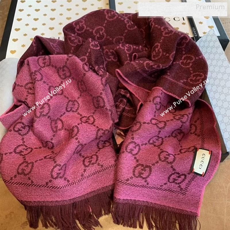 Gucci Wool GG Scarf 45x180cm Burgundy 2019 (WNS-9122636)