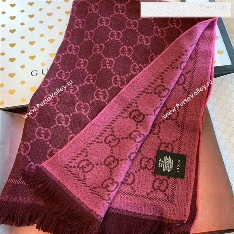Gucci Wool GG Scarf 45x180cm Burgundy 2019 (WNS-9122636)