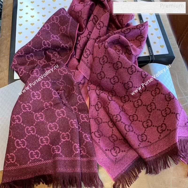Gucci Wool GG Scarf 45x180cm Burgundy 2019 (WNS-9122636)