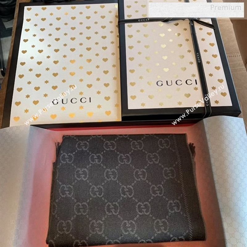 Gucci Wool GG Scarf 45x180cm Dark Grey 2019 (WNS-9122635)