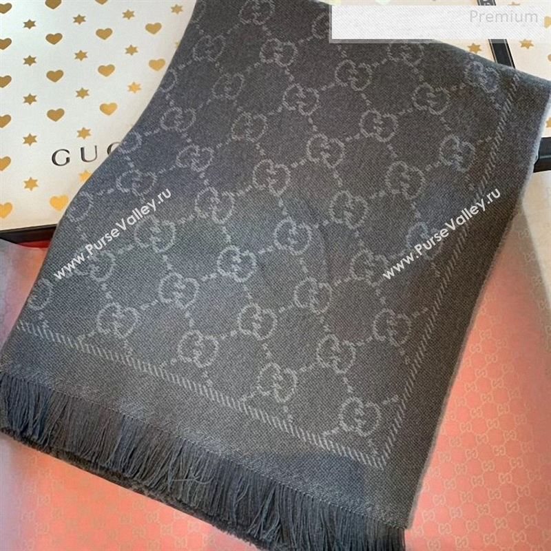 Gucci Wool GG Scarf 45x180cm Dark Grey 2019 (WNS-9122635)