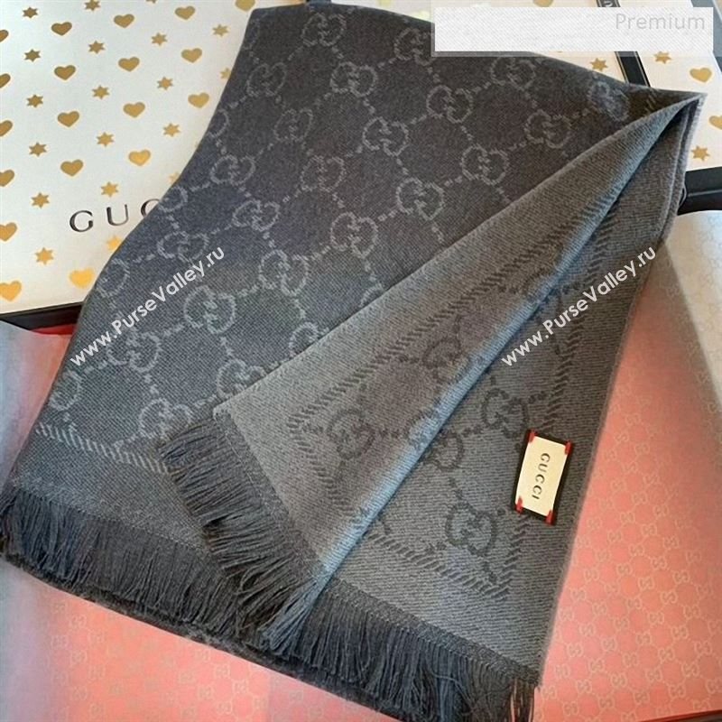 Gucci Wool GG Scarf 45x180cm Dark Grey 2019 (WNS-9122635)