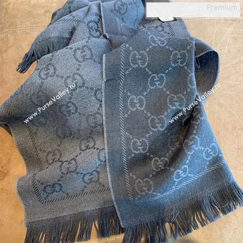 Gucci Wool GG Scarf 45x180cm Dark Grey 2019 (WNS-9122635)