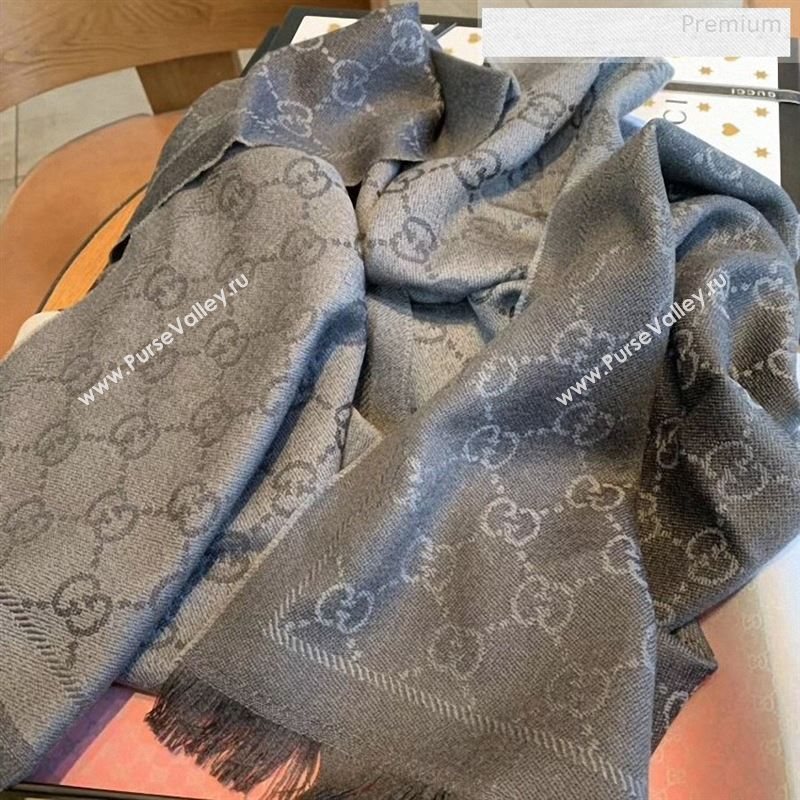 Gucci Wool GG Scarf 45x180cm Dark Grey 2019 (WNS-9122635)