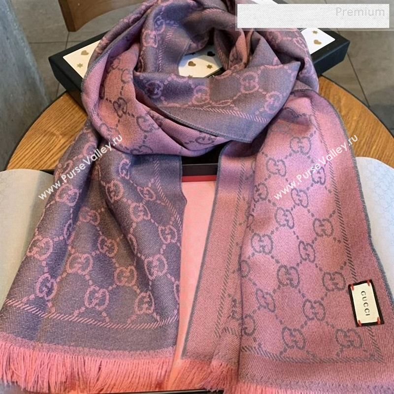 Gucci Wool GG Scarf 45x180cm Pink 2019 (WNS-9122637)