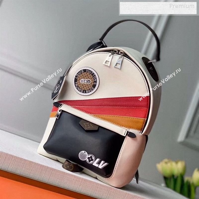 Louis Vuitton Palm Springs PM Sporty Stripe and Patch Backpack M55797 White 2020 (KI-9122702)