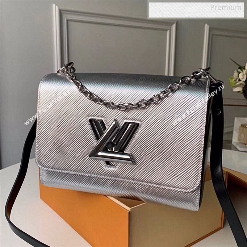 Louis Vuitton Twist MM Epi Leather Bag M55404 Silver 2019 (KI-9122709)