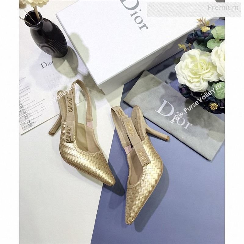 Dior JAdior Slingback High-Heel Pumps in Braided Metallic Gold Lambskin 2020 (JC-9123119)