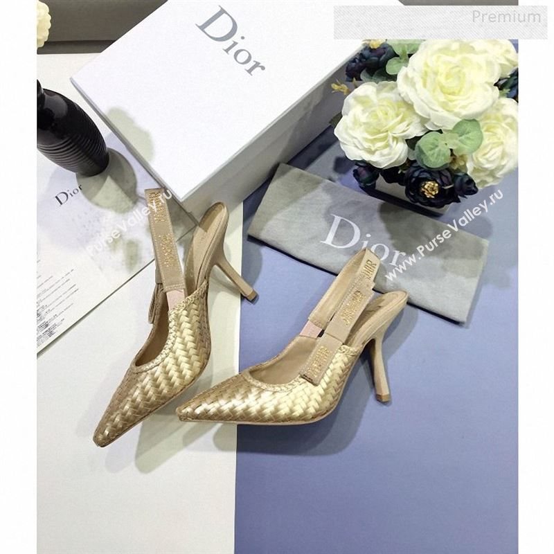 Dior JAdior Slingback High-Heel Pumps in Braided Metallic Gold Lambskin 2020 (JC-9123119)