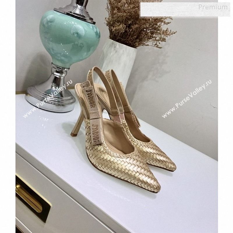 Dior JAdior Slingback High-Heel Pumps in Braided Metallic Gold Lambskin 2020 (JC-9123119)