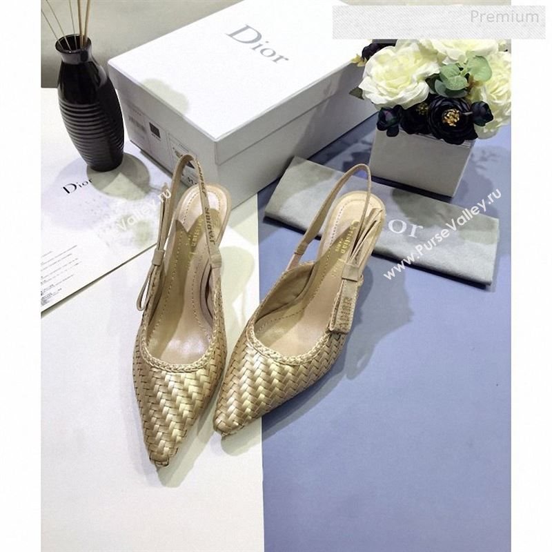 Dior JAdior Slingback Mid-Heel Pumps in Braided Metallic Gold Lambskin 2020 (JC-9123120)
