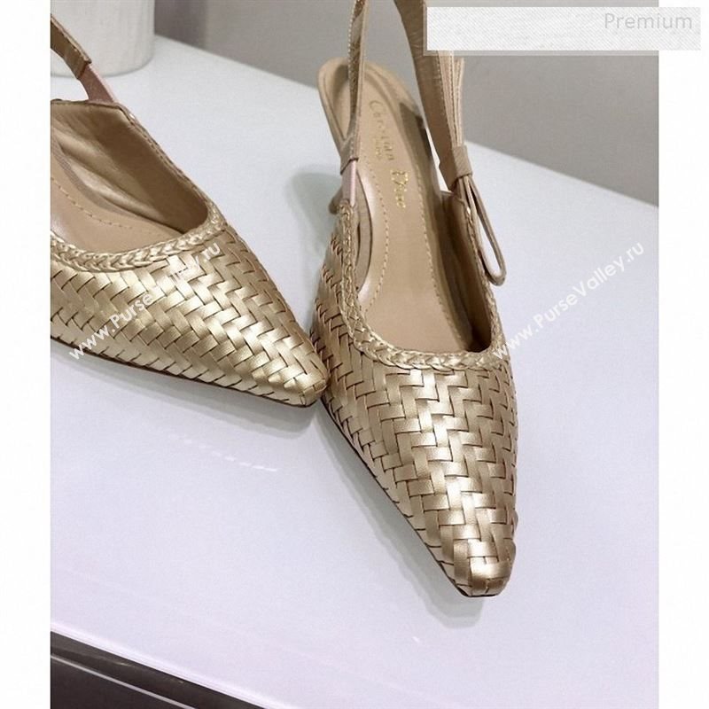 Dior JAdior Slingback Mid-Heel Pumps in Braided Metallic Gold Lambskin 2020 (JC-9123120)