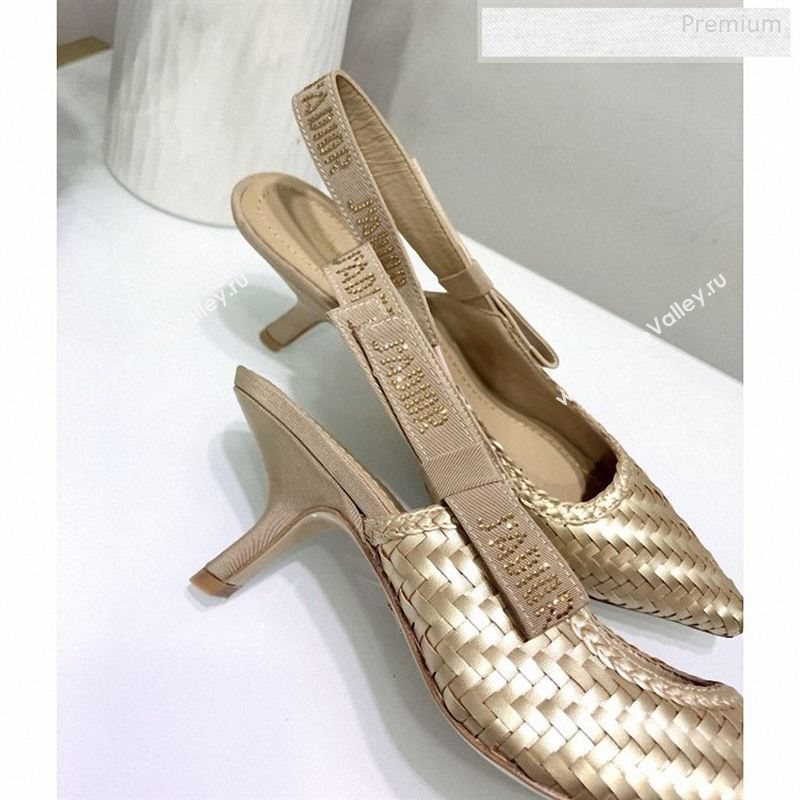 Dior JAdior Slingback Mid-Heel Pumps in Braided Metallic Gold Lambskin 2020 (JC-9123120)