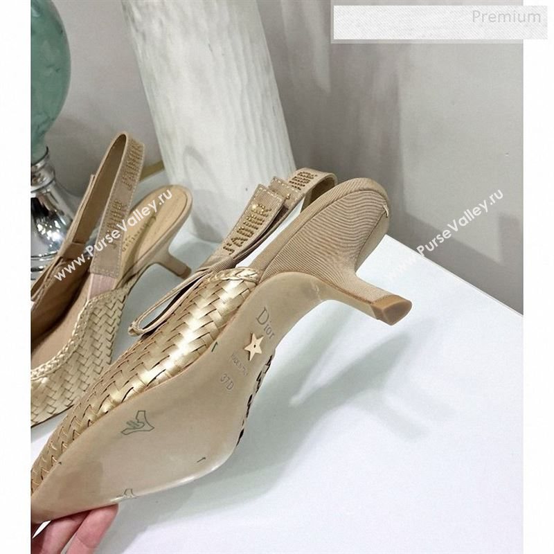 Dior JAdior Slingback Mid-Heel Pumps in Braided Metallic Gold Lambskin 2020 (JC-9123120)