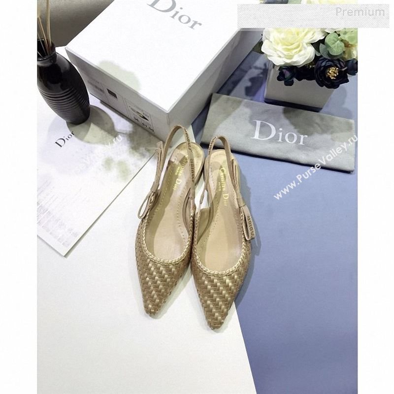 Dior JAdior Slingback Flat Pumps in Braided Metallic Gold Lambskin 2020 (JC-9123121)