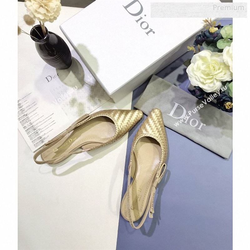 Dior JAdior Slingback Flat Pumps in Braided Metallic Gold Lambskin 2020 (JC-9123121)
