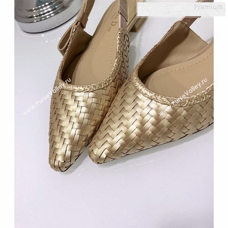 Dior JAdior Slingback Flat Pumps in Braided Metallic Gold Lambskin 2020 (JC-9123121)